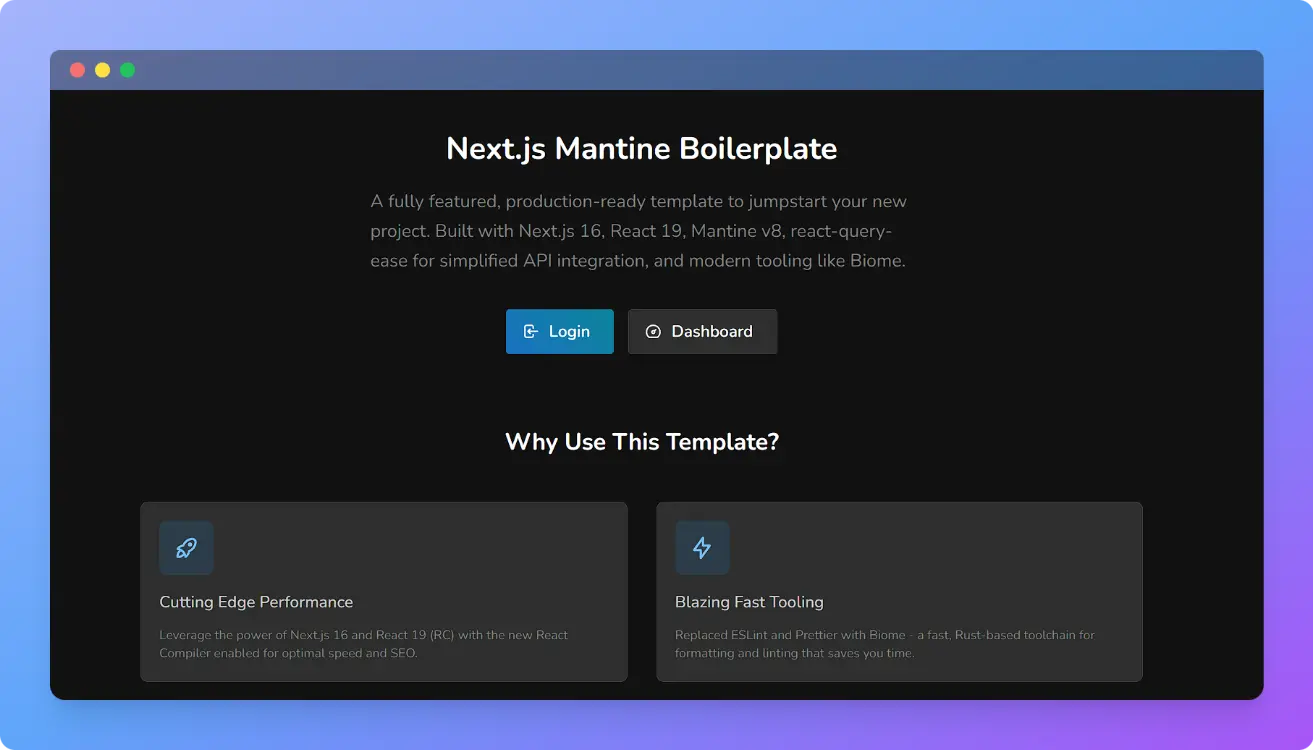 Next.js Mantine Boilerplate | Dashboard Template